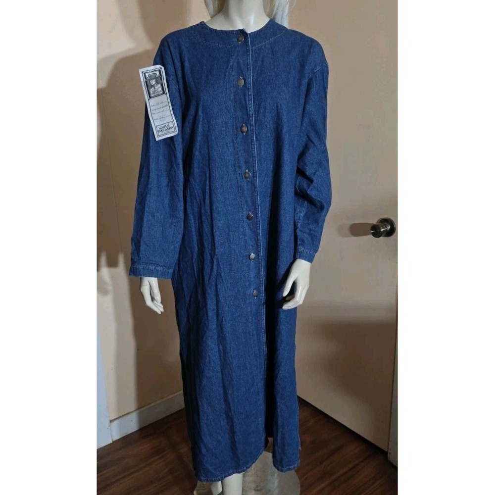 Vintage Simply Barbara Colorado Western Denim Dress Size M/L  Modest Cottagecore